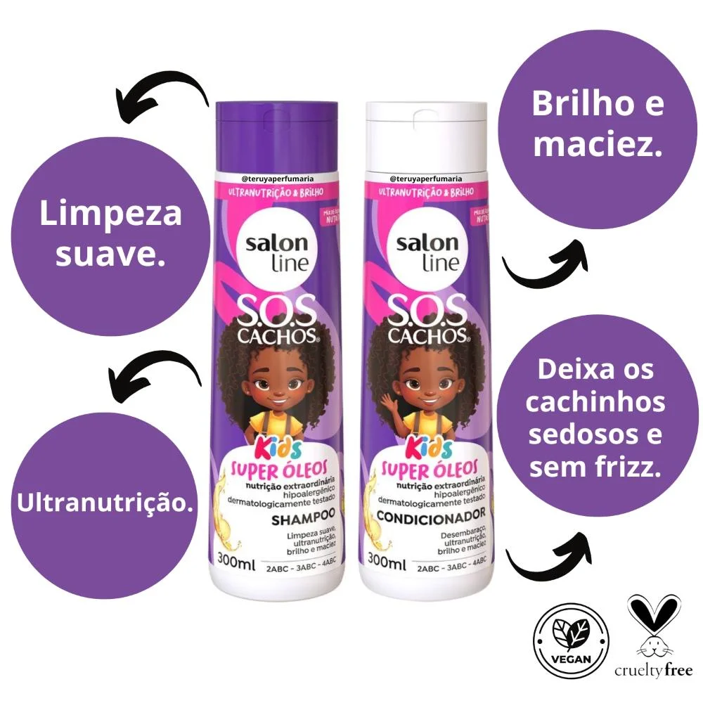 Shampoo + Condicionador Salon Line Kids Sos Cachos Super Óleos 300ml 300ml 8