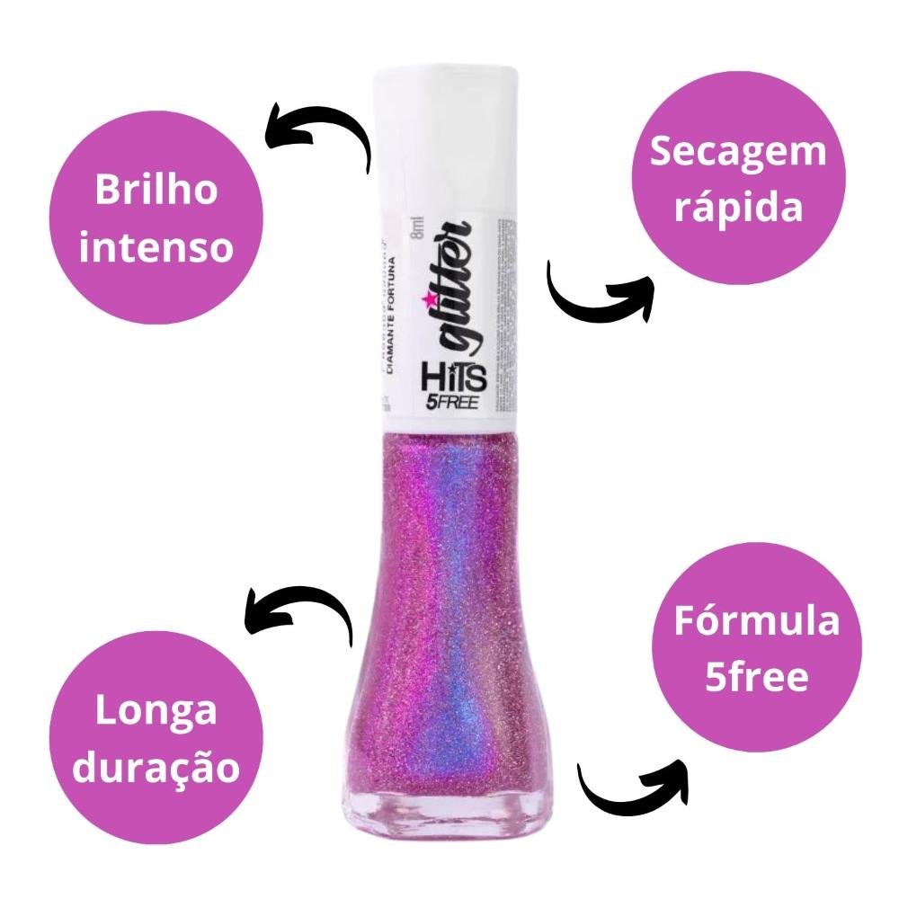 Esmalte Glitter Hits Diamante Fortuna 8ml Fortuna 2
