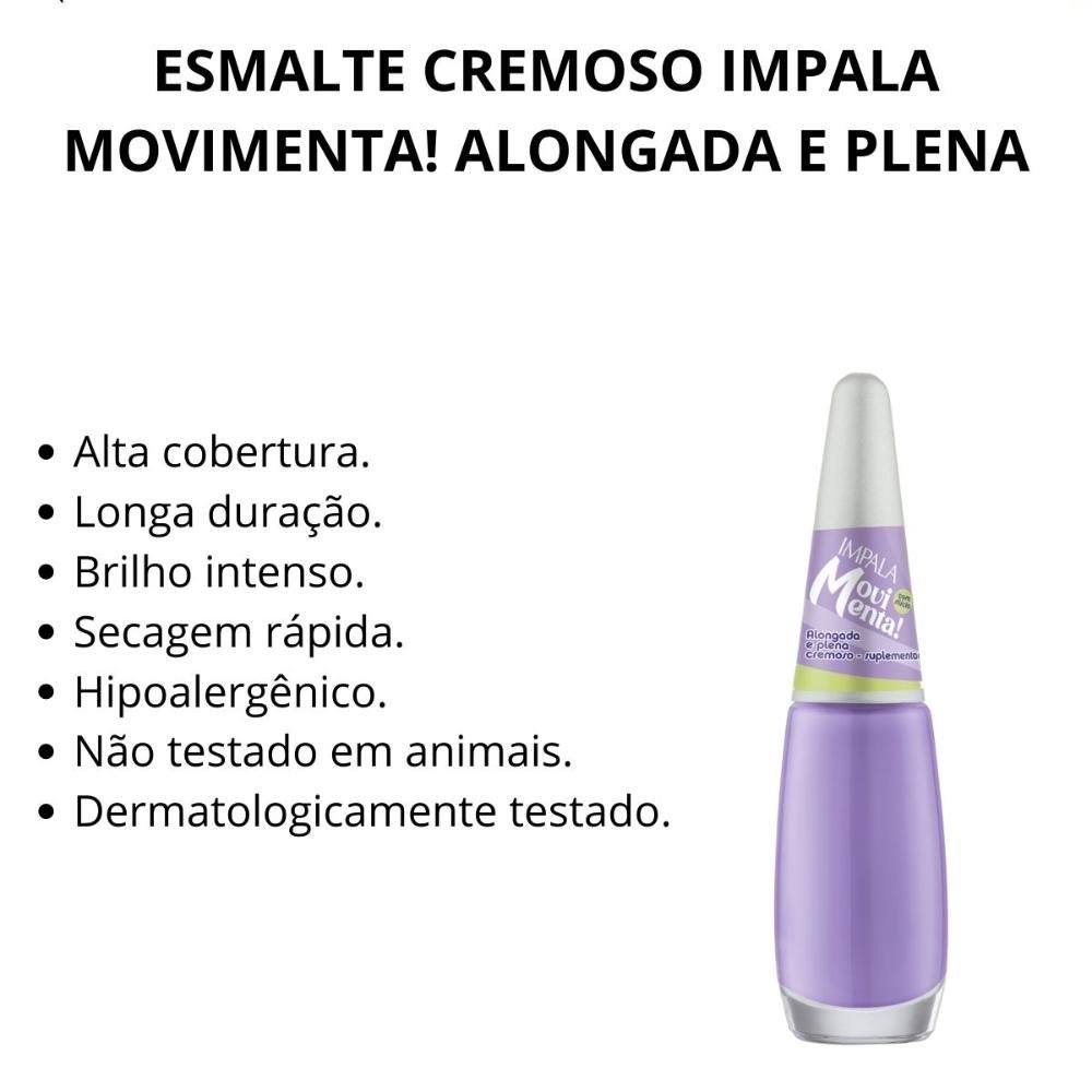 Esmalte Cremoso Impala Movimenta! Alongada e Plena 7,5ml Alongada e Plena 4