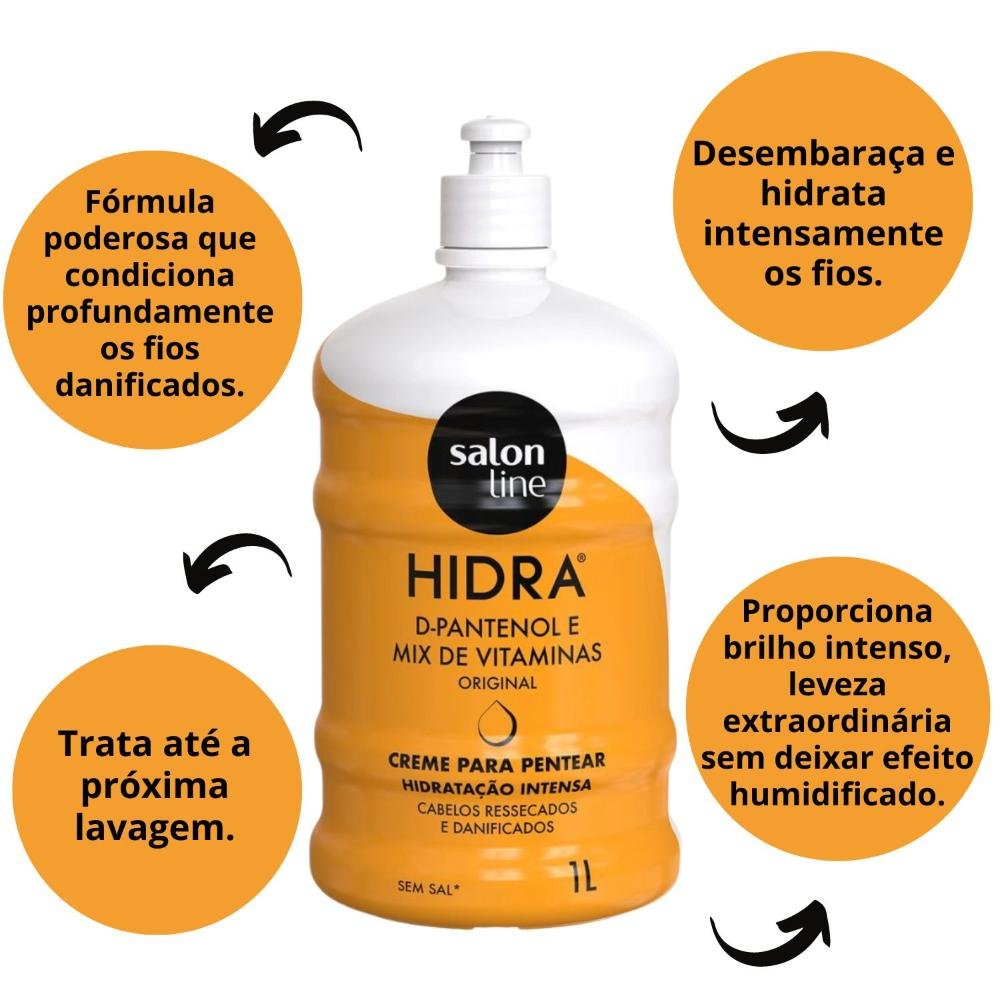 Salon Line Hidra Original Creme Para Pentear Hidratação Profunda 1l 1L 2