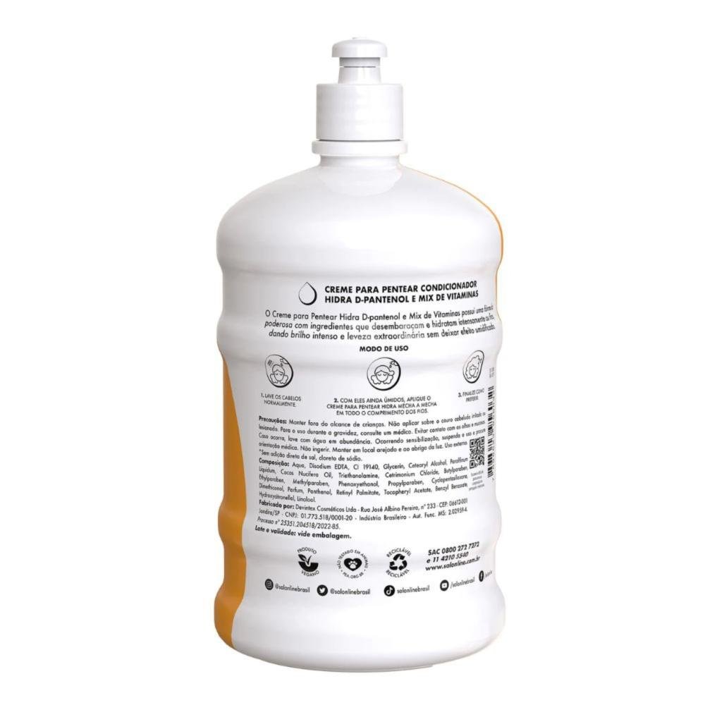 Salon Line Hidra Original Creme Para Pentear Hidratação Profunda 1l 1L 3