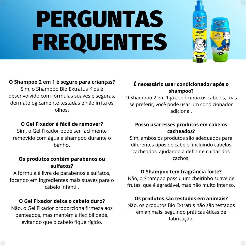 Bio Extratus Kids A Turma do Maluquinho 2 em 1: Shampoo e Gel Fixador ÚNICO 8