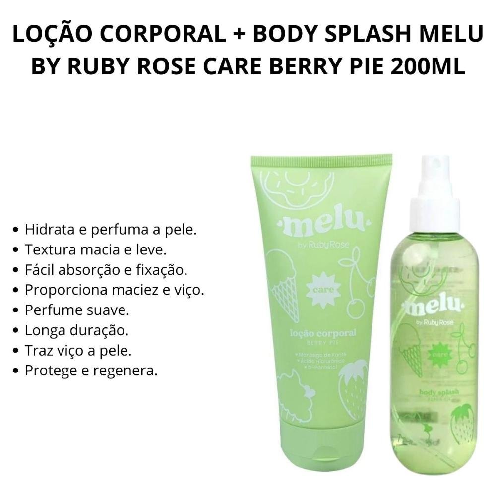 Loção Corporal + Body Splash Melu By Ruby Rose Care Berry Pie 200ml ÚNICO 2