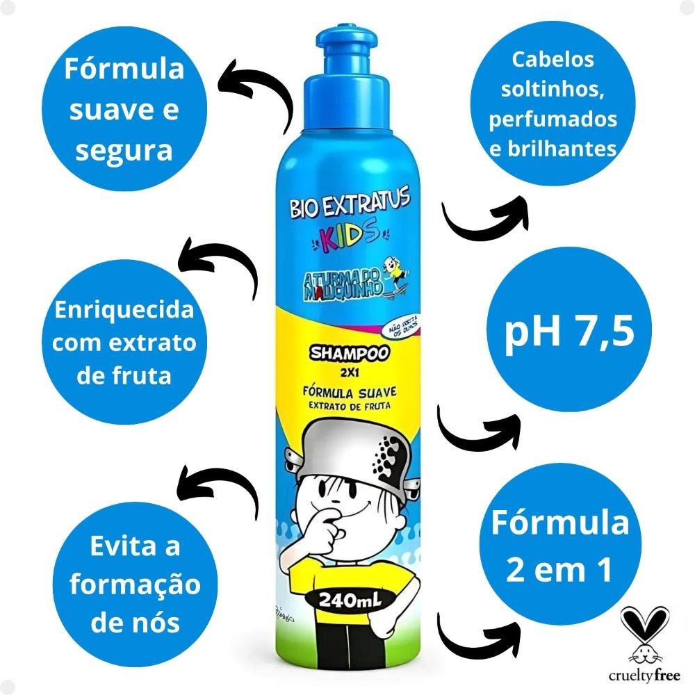 Shampoo 2 em 1 Bio Extratus Kids A Turma do Maluquinho 240ml 240ml 2