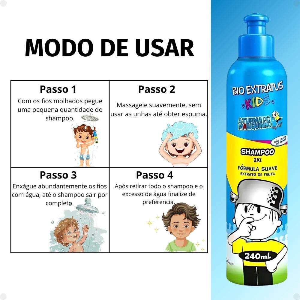 Shampoo 2 em 1 Bio Extratus Kids A Turma do Maluquinho 240ml 240ml 5