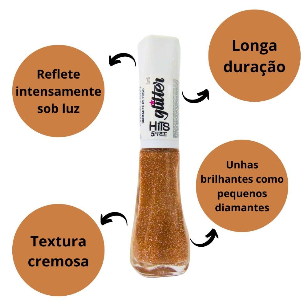 Esmalte Glitter Hits Diamante de Fogo 8ml Diamante de Fogo 2