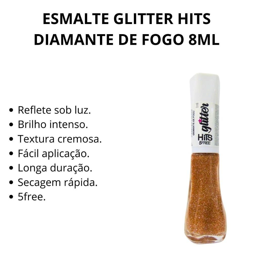 Esmalte Glitter Hits Diamante de Fogo 8ml Diamante de Fogo 5