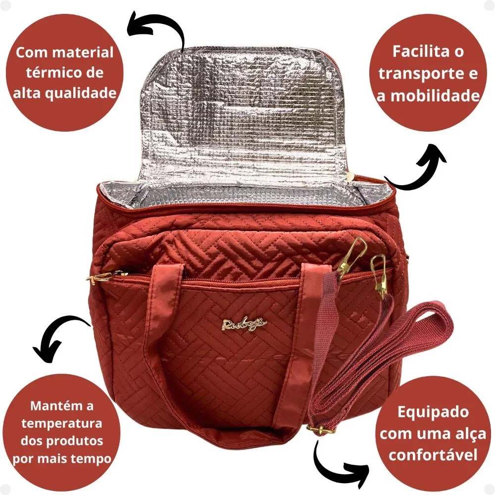 Necessaire Térmica Rubys Com Alça Terracota Necf-154b Vermelho 2
