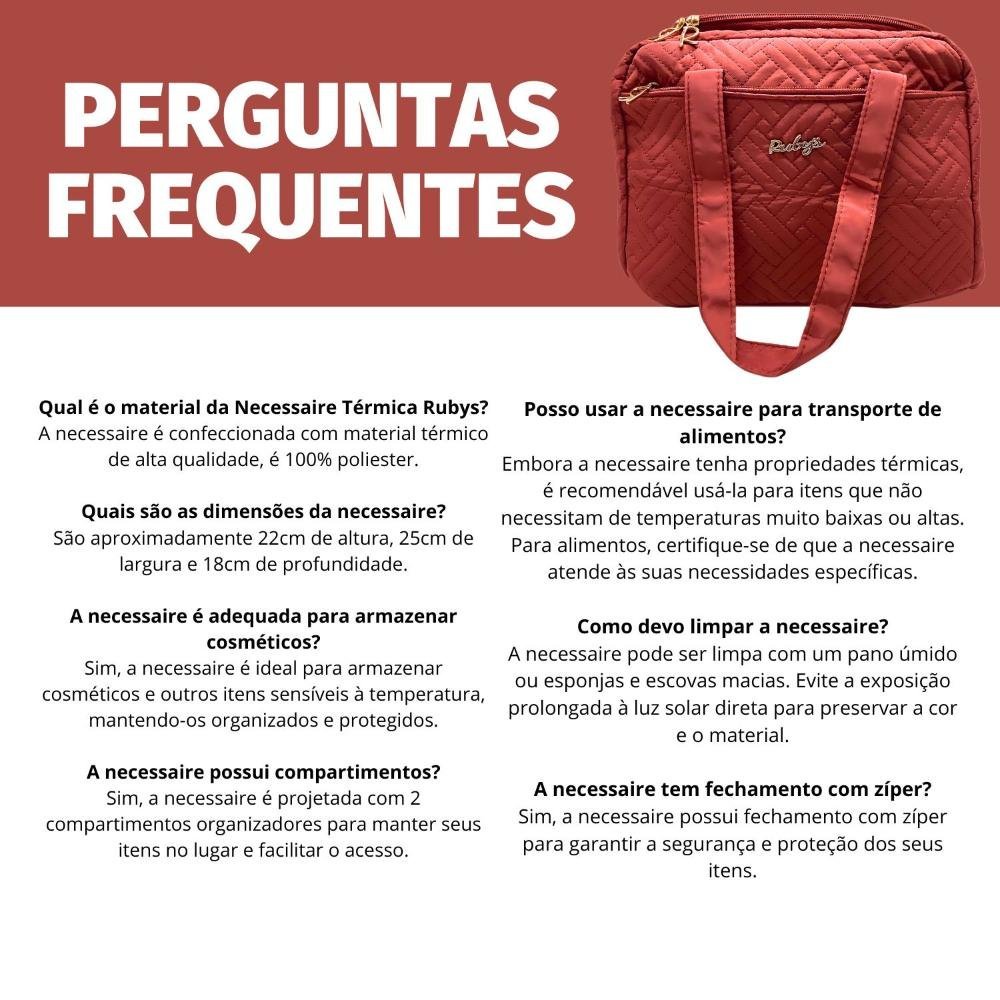 Necessaire Térmica Rubys Com Alça Terracota Necf-154b Vermelho 12