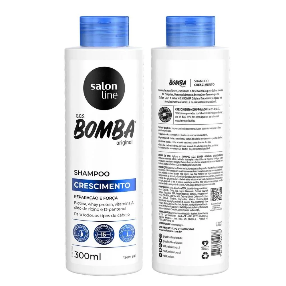 Shampoo Salon Line Sos Bomba Crescimento 300ml 300ml 4
