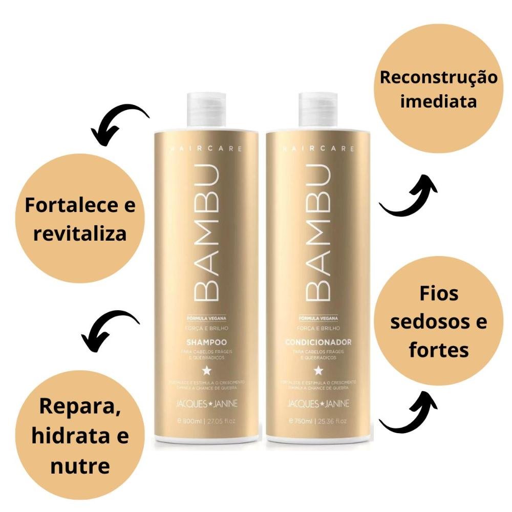 Shampoo + Condicionador Jacques Janine Hair Care Bambu 750ml 750ml 5