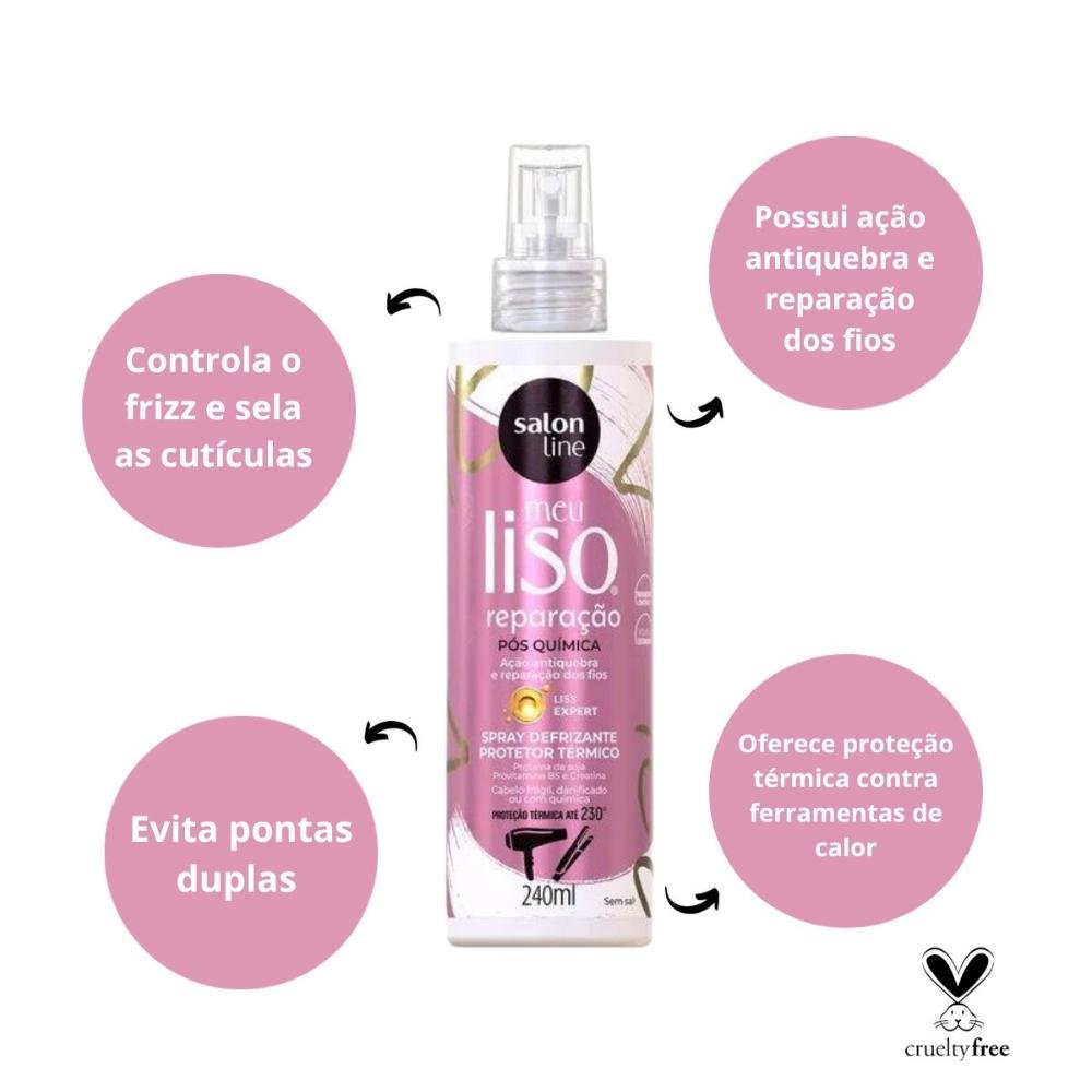 Spray Defrizante Salon Line Meu Liso Reparação Pós Química 240ml 240ml 2