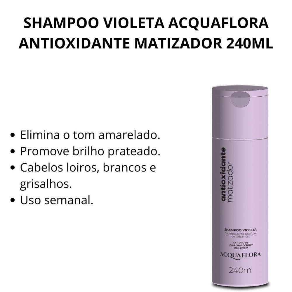 Shampoo Violeta Acquaflora Antioxidante Matizador 240ml 240ml 2