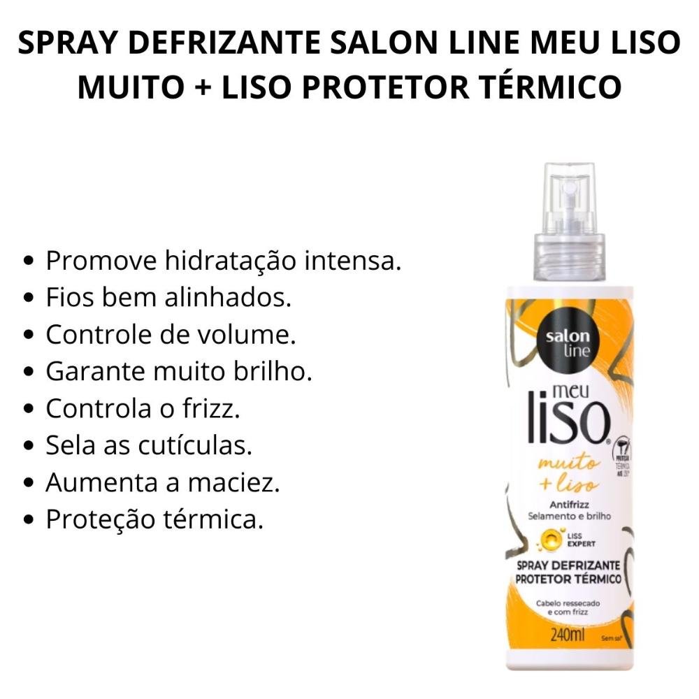Spray Defrizante Salon Line Meu Liso Muito + Liso Protetor Térmico 240ml ÚNICO 2