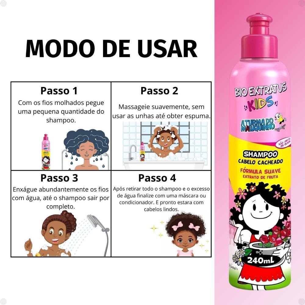 Shampoo Bio Extratus Kids A Turma do Maluquinho Cabelo Cacheado 240ml 240ml 5