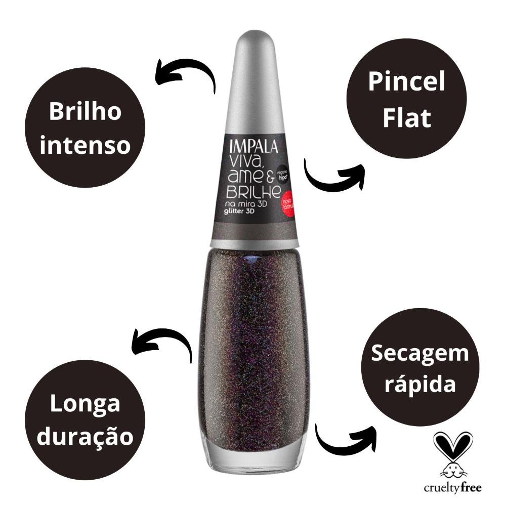 Esmalte Glitter 3D Impala Viva, Ame e Brilhe Na Mira 7,5ml Brilhe Na Mira 2