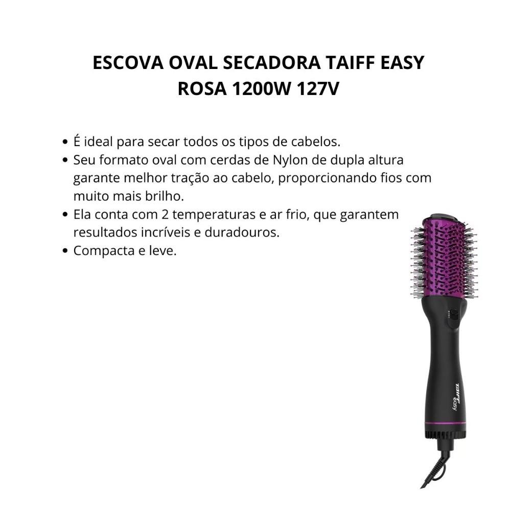 Escova Oval Secadora Taiff Easy Pink 1200w 127v 127V 2