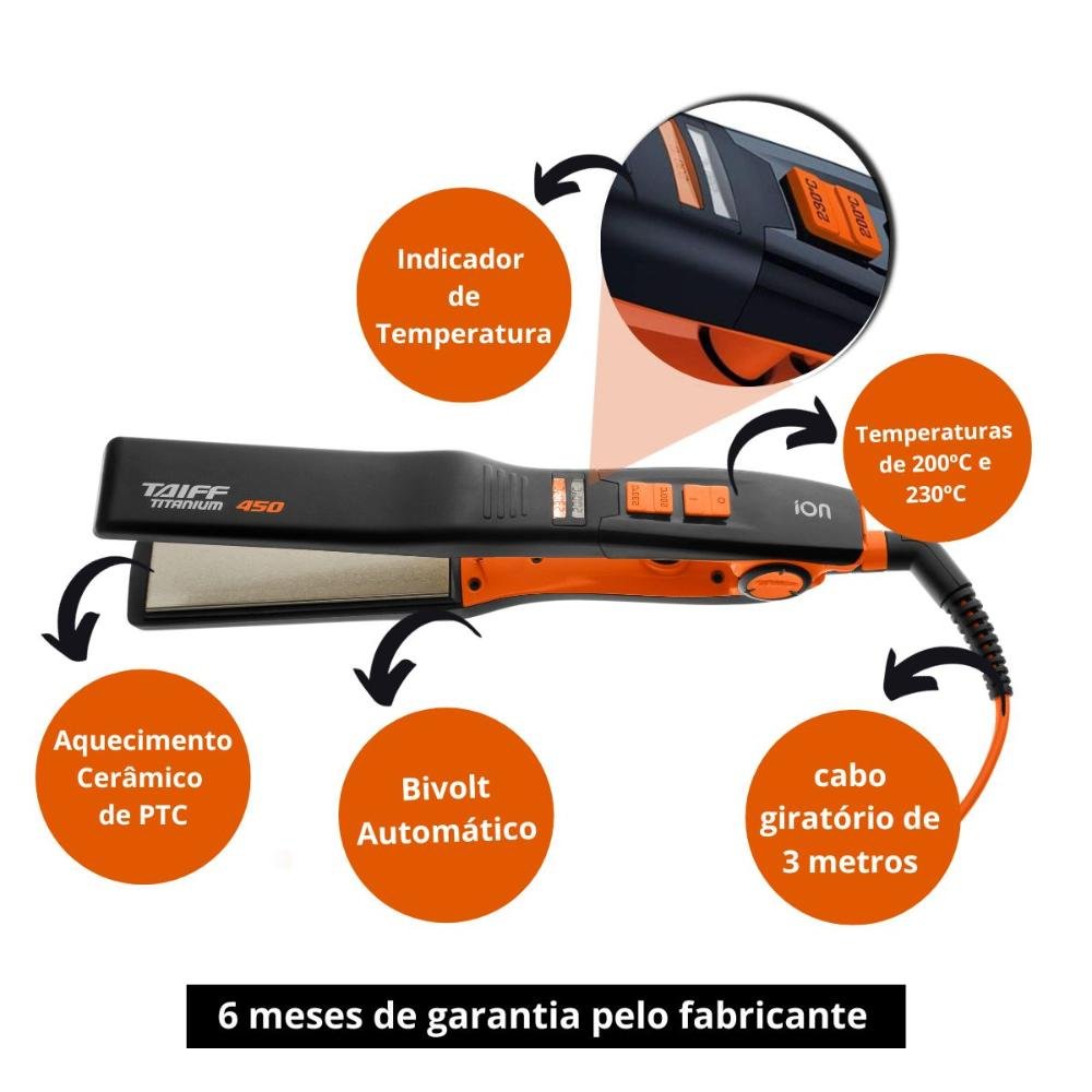 Chapa Taiff Titanium 450 Laranja Bivolt Bivolt 2