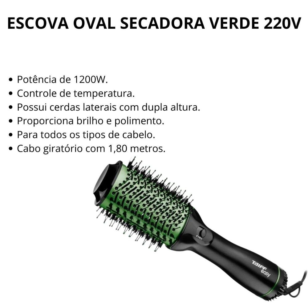 Escova Oval Secadora Taiff Easy Verde 1200w 220v 220V 2