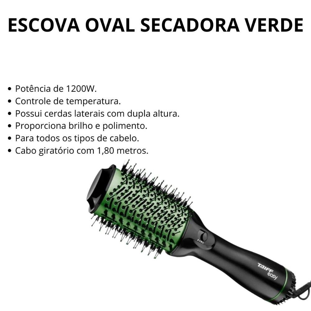 Escova Oval Secadora Taiff Easy Verde 1200w 127v 127V 2