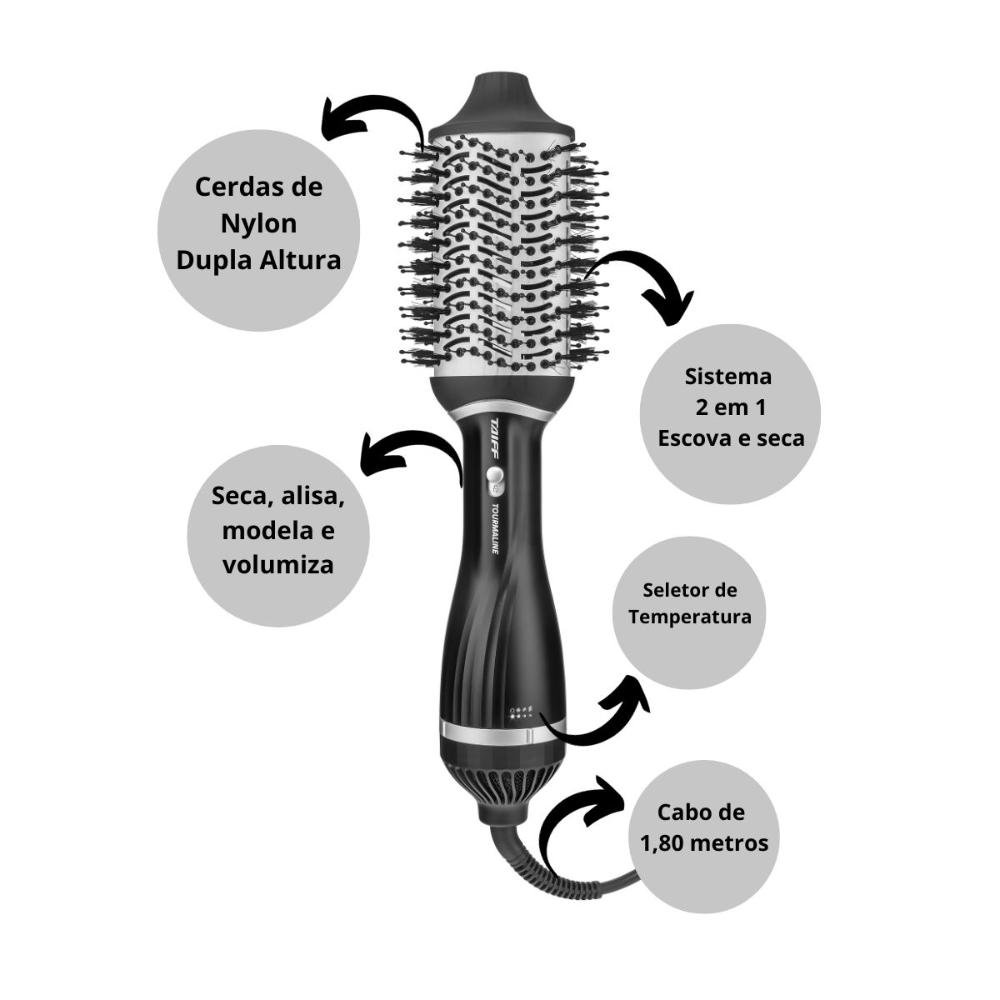Escova Secadora Taiff Tourmaline 2 em 1 1200w 220v 220V