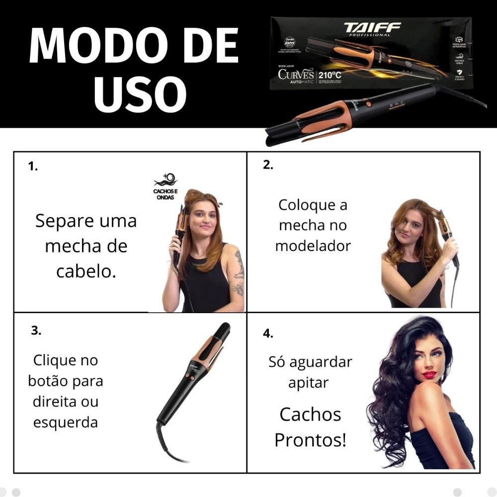 Modelador Automático Taiff Curves Automatic 210°c Bivolt Bivolt 8