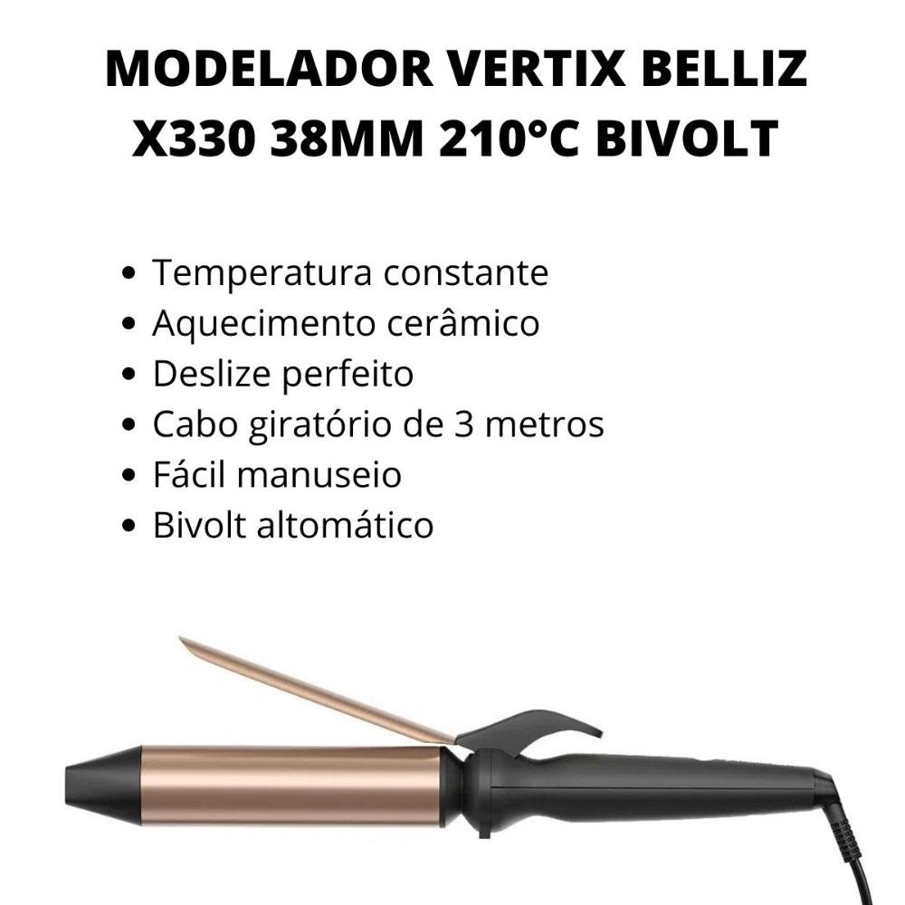 Modelador Vertix Belliz X330 38mm 210°c Bivolt Bivolt 3