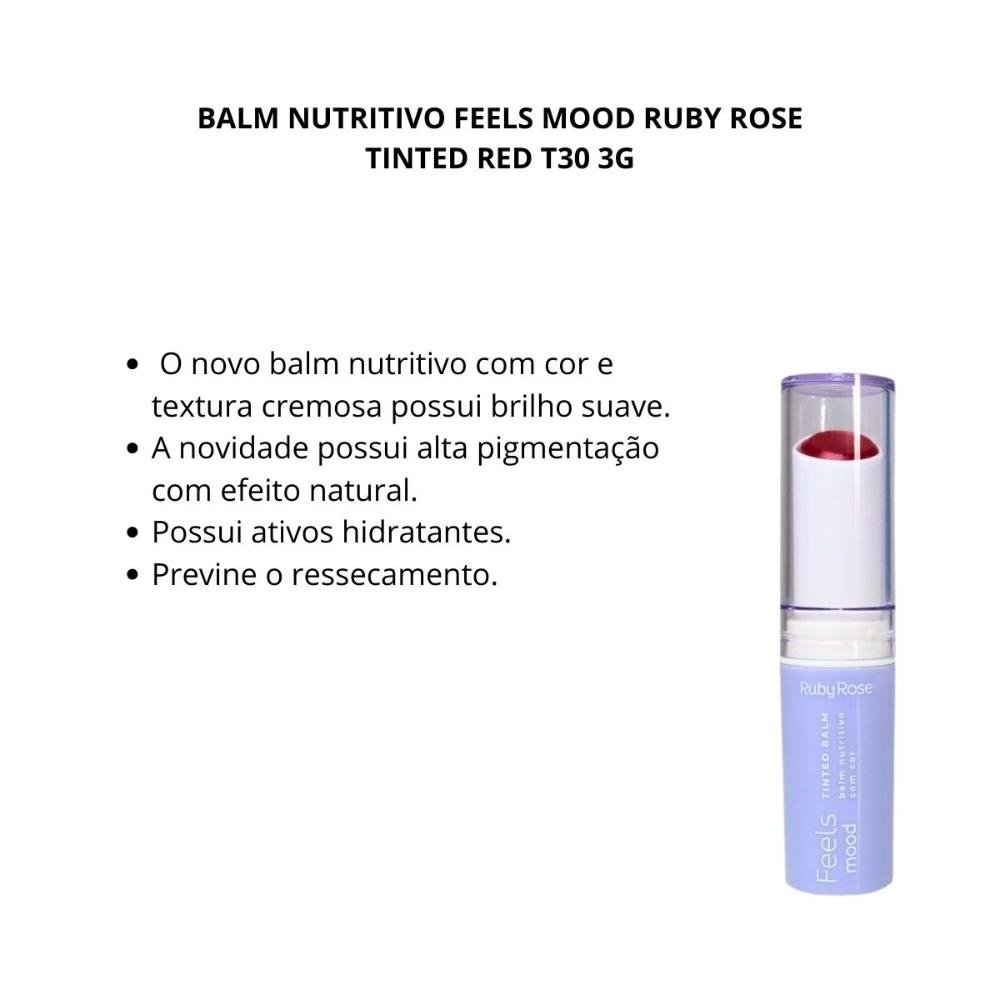 Balm Nutritivo Feels Mood Ruby Rose Tinted Red T30 3g Tinted Red 2