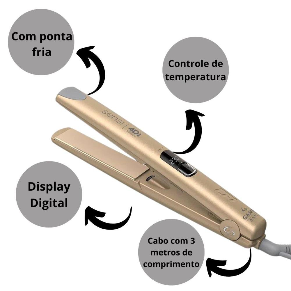 Prancha Gama Sensi 4d Iht Gold 230°c Bivolt Bivolt 6