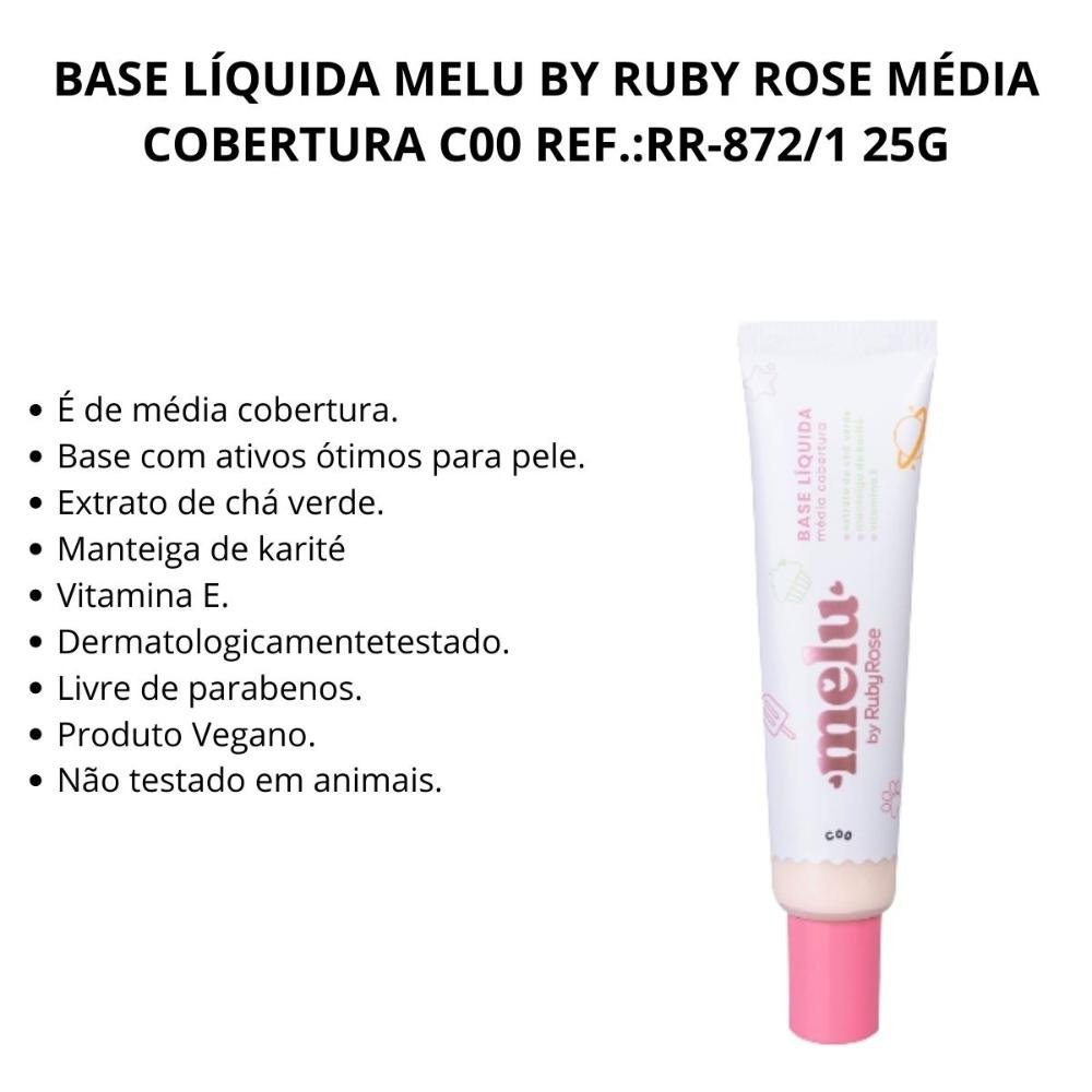 Base Líquida Melu By Ruby Rose Média Cobertura C00 Ref.:rr-872/1 25g C00 2