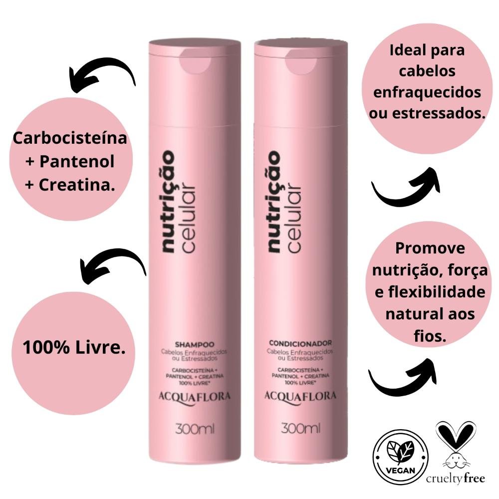Shampoo + Condicionador Acquaflora Nutrição Celular 300ml ÚNICO 2