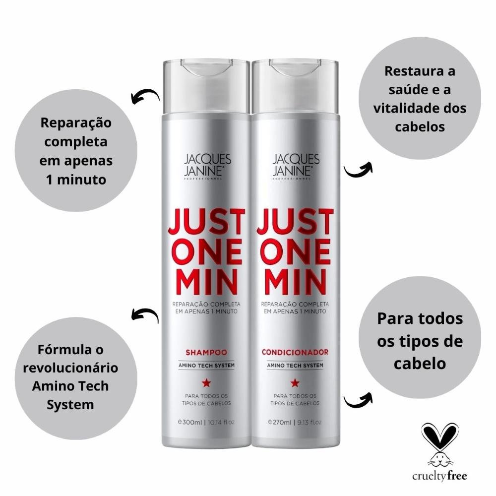 Kit Jacques Janine Just One Min: Shampoo e Condicionador 270ml ÚNICO 2