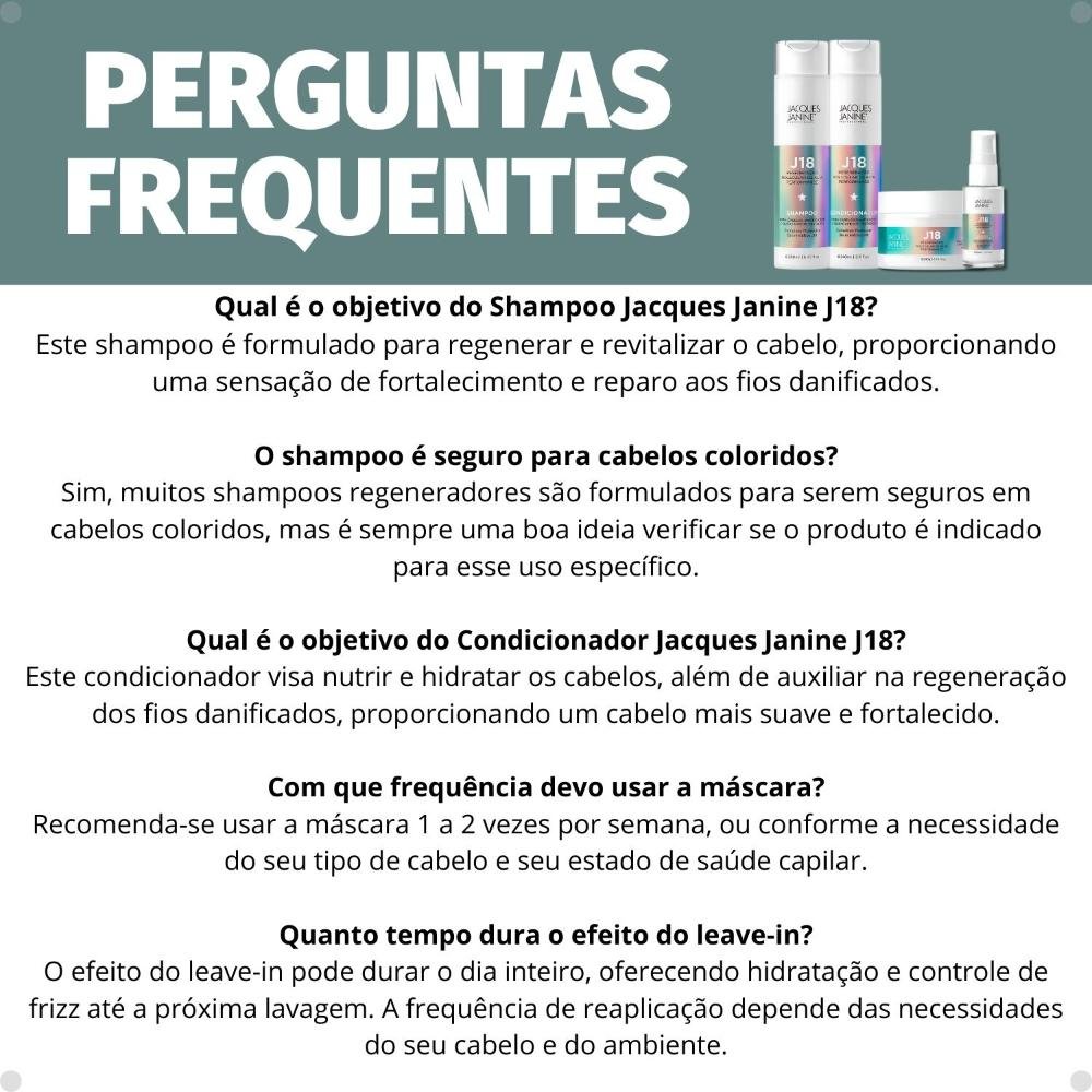 Kit Jacques Janine J18: Shampoo, Condicionador, Máscara 240g e Leave-In 30ml ÚNICO 8
