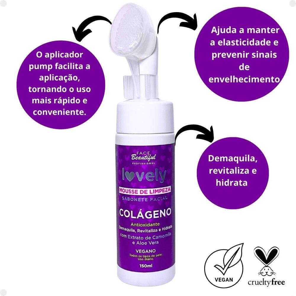 Mousse de Limpeza Face Beautiful Colágeno 150ml 150ml 2