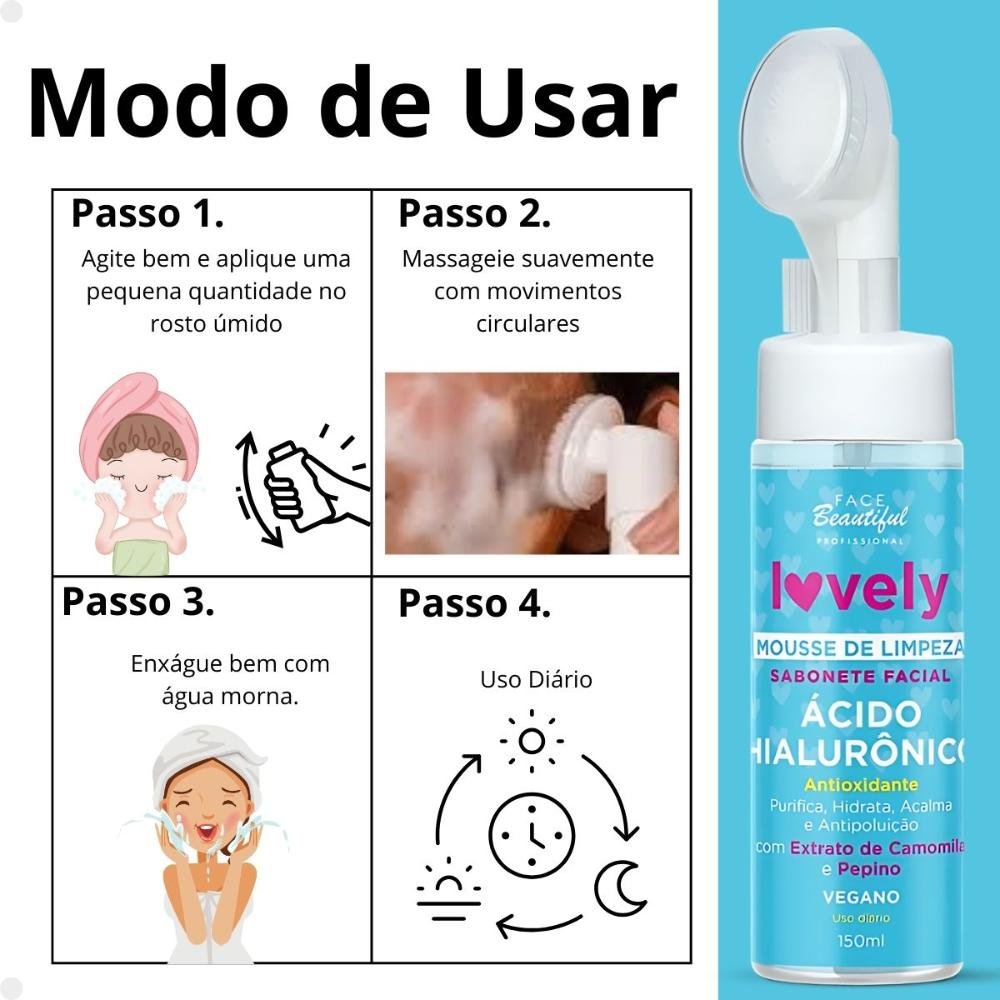 Mousse de Limpeza Face Beautiful Ácido Hialurônico 150ml 150ml 5