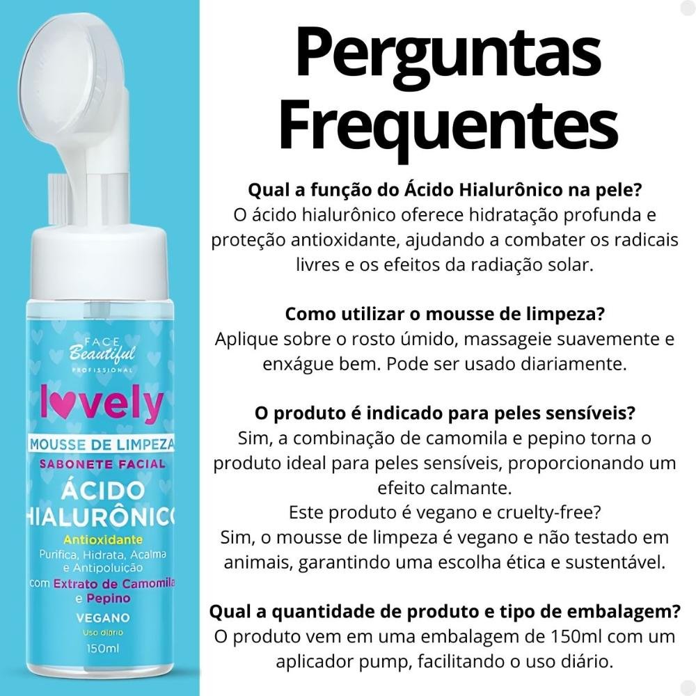 Mousse de Limpeza Face Beautiful Ácido Hialurônico 150ml 150ml 6