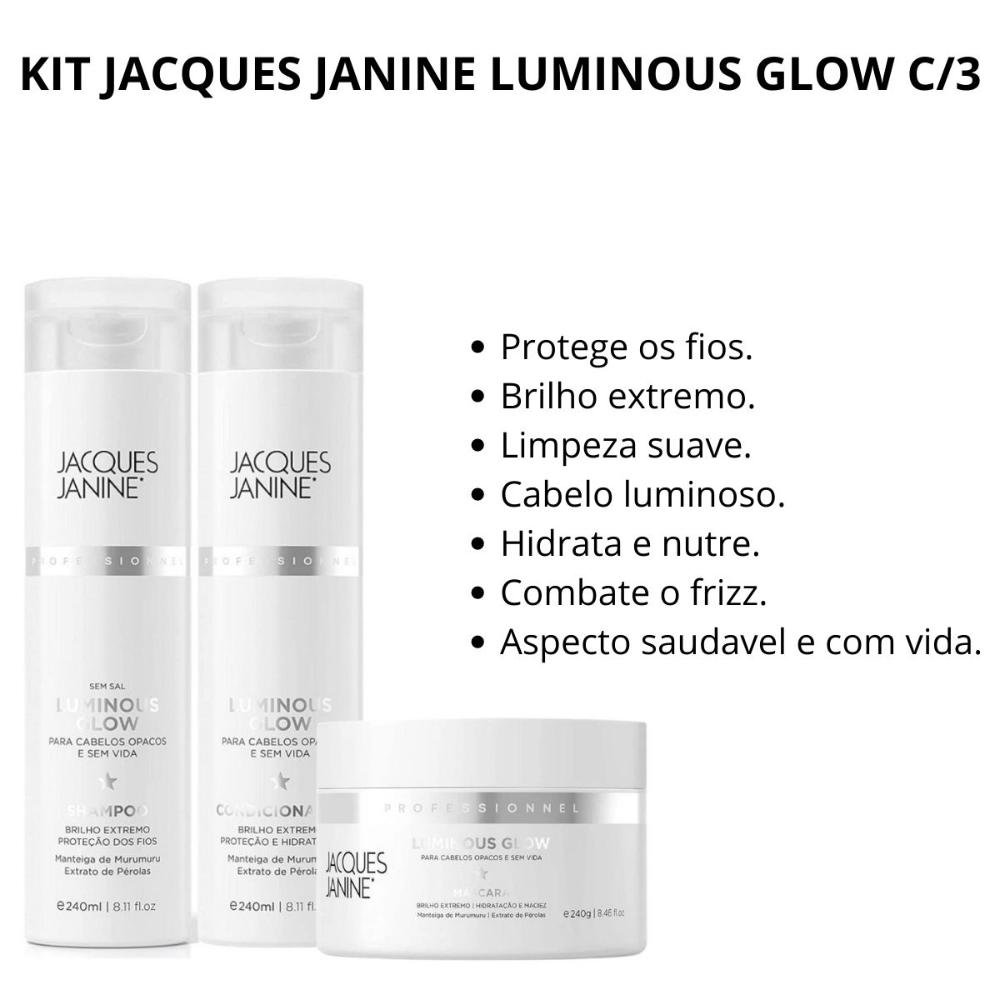 Kit Jacques Janine Luminous Glow: Shampoo, Condicionador e Máscara 240g 240g 2