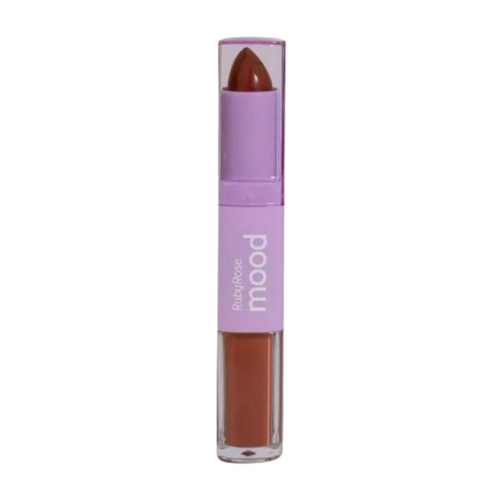 Batom Duo Ruby Rose Mood Vitamina e Cm07 3,2g #803e30 3