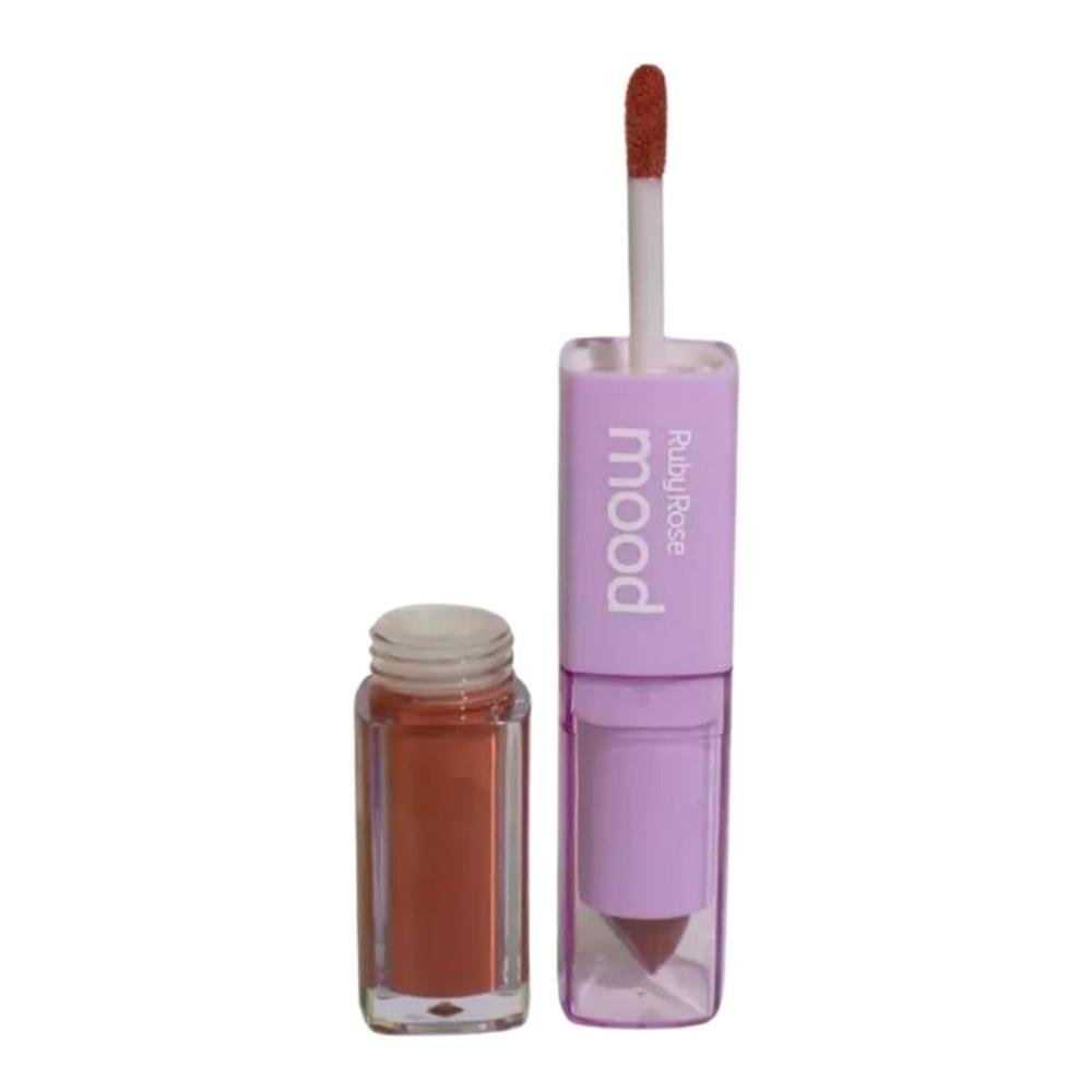 Batom Duo Ruby Rose Mood Vitamina e Cm07 3,2g #803e30 4