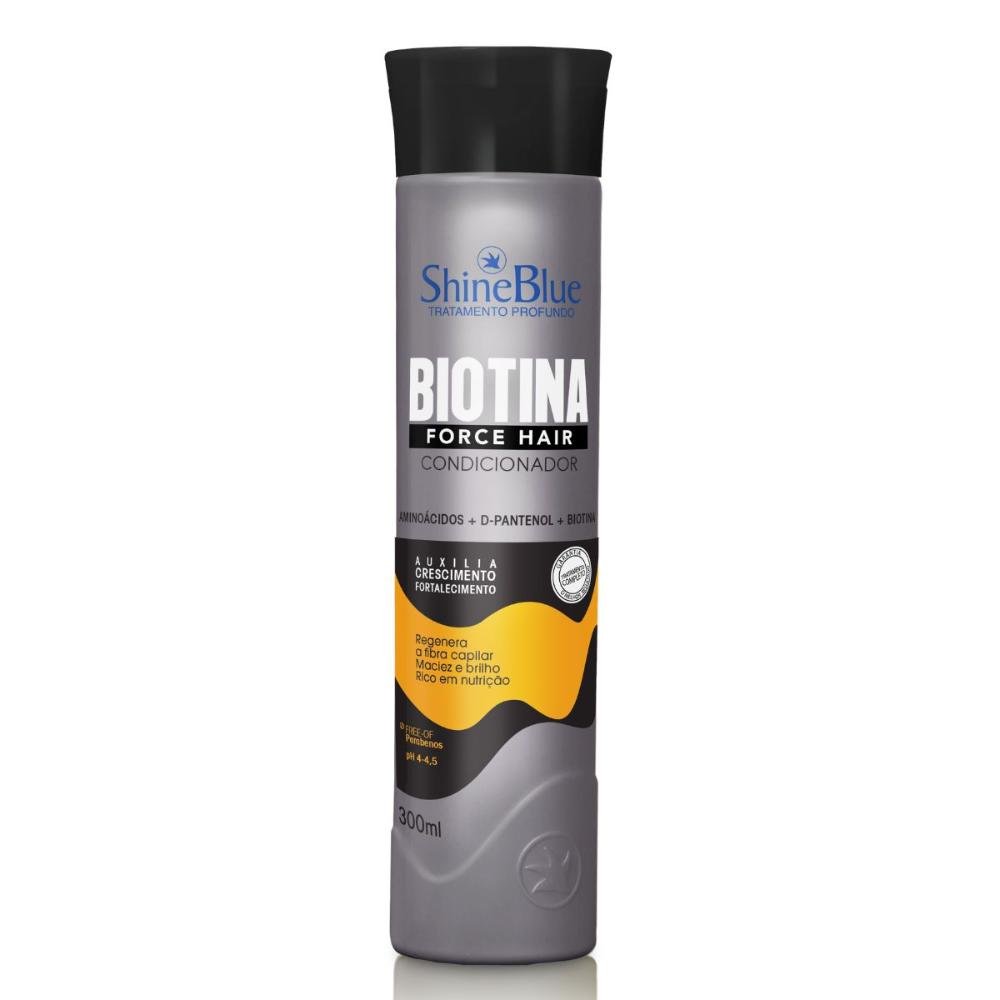 Shampoo + Condicionador Shine Blue Biotina Force Hair 300ml ÚNICO 4