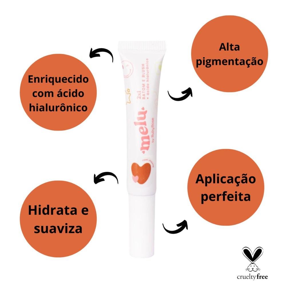 Batom e Blush Melu By Ruby Rose 2x1 Cm06 Ping Pong 9,5ml Ping Pong 2