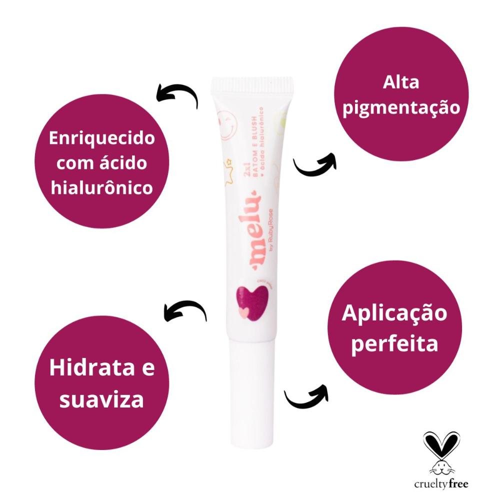 Batom e Blush Melu By Ruby Rose 2x1 Cm12 Patins 9,5ml Patins 2