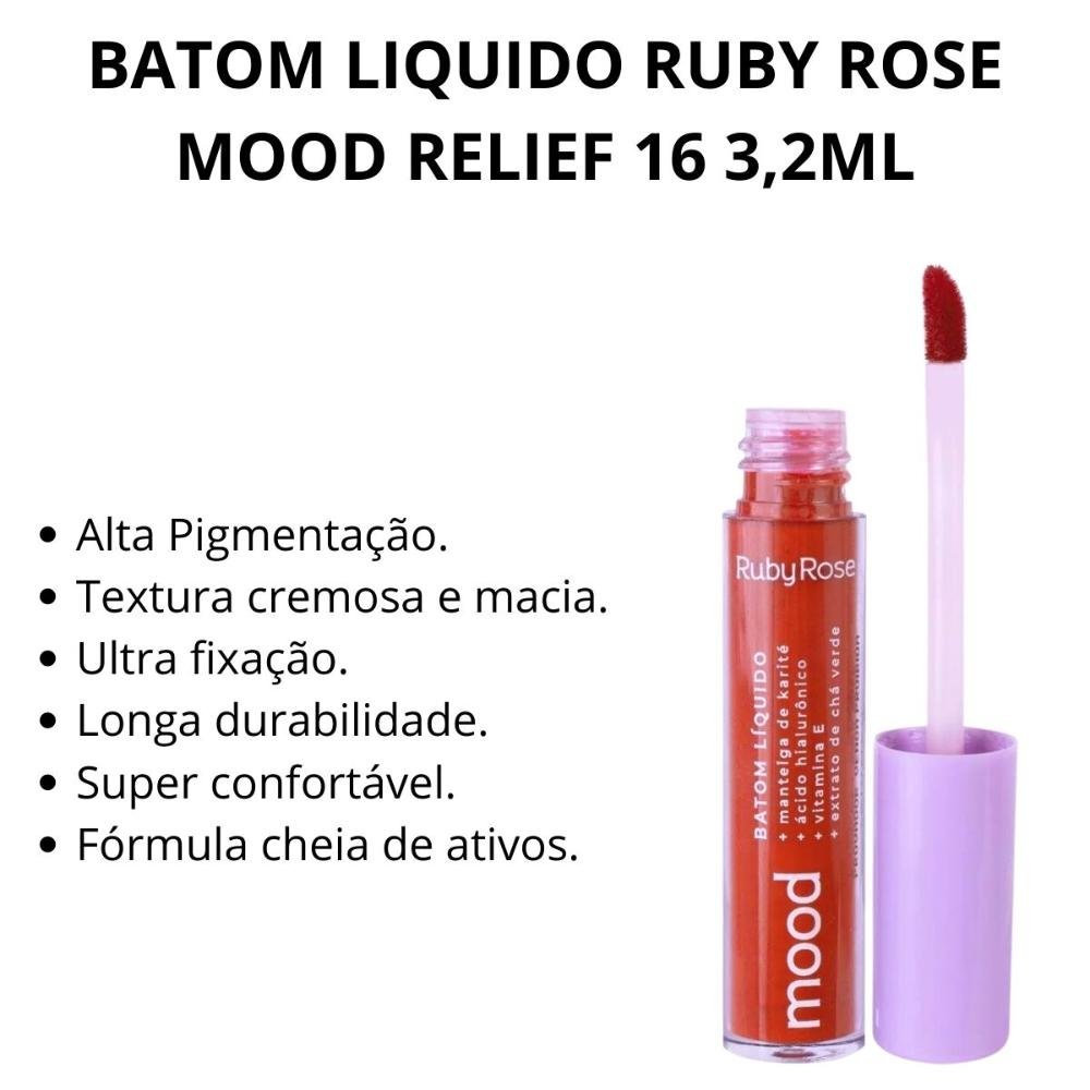 Batom Liquido Ruby Rose Mood Relief 16 3,2ml Relief 2