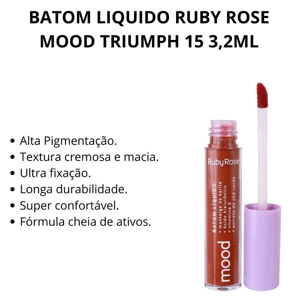 Batom Liquido Ruby Rose Mood Triumph 15 3,2ml Triumph 2
