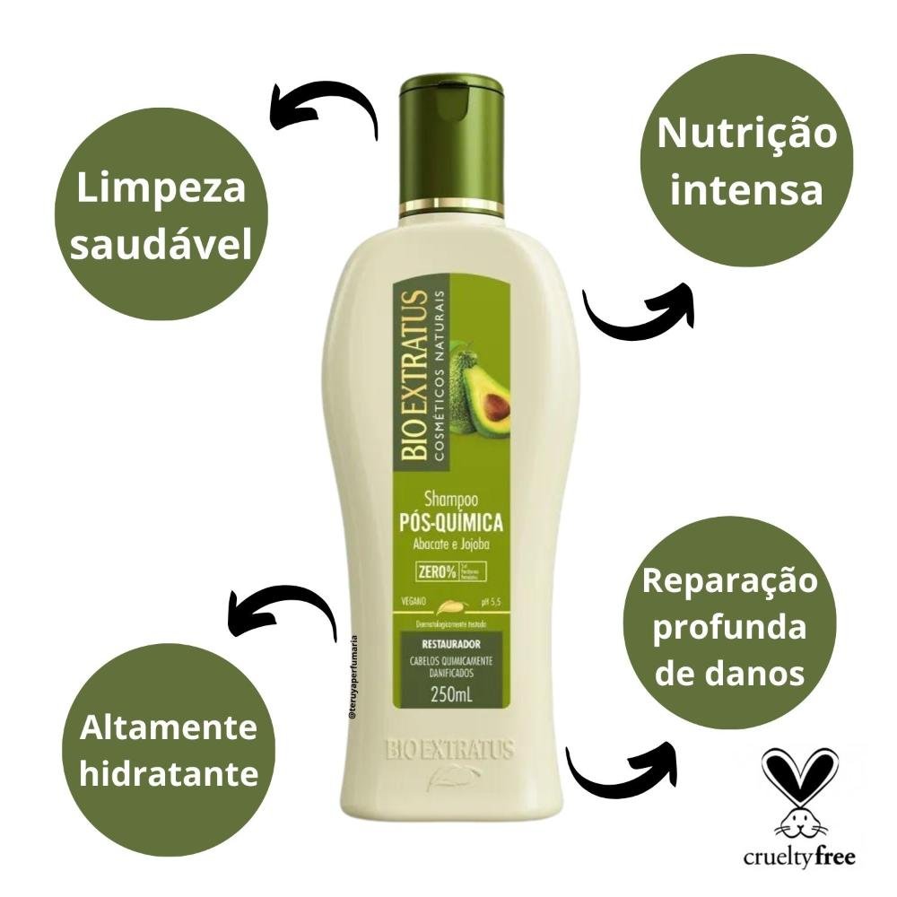 Shampoo Bio Extratus Pós Quimica Abacate e Jojoba 250ml 250ml 6