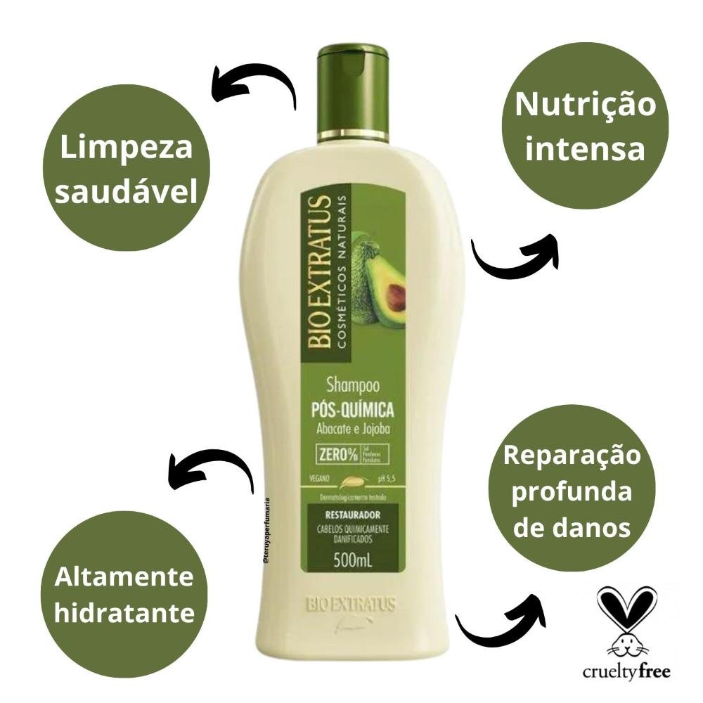 Shampoo Bio Extratus Pós Quimica Abacate e Jojoba 500ml 500ml 2