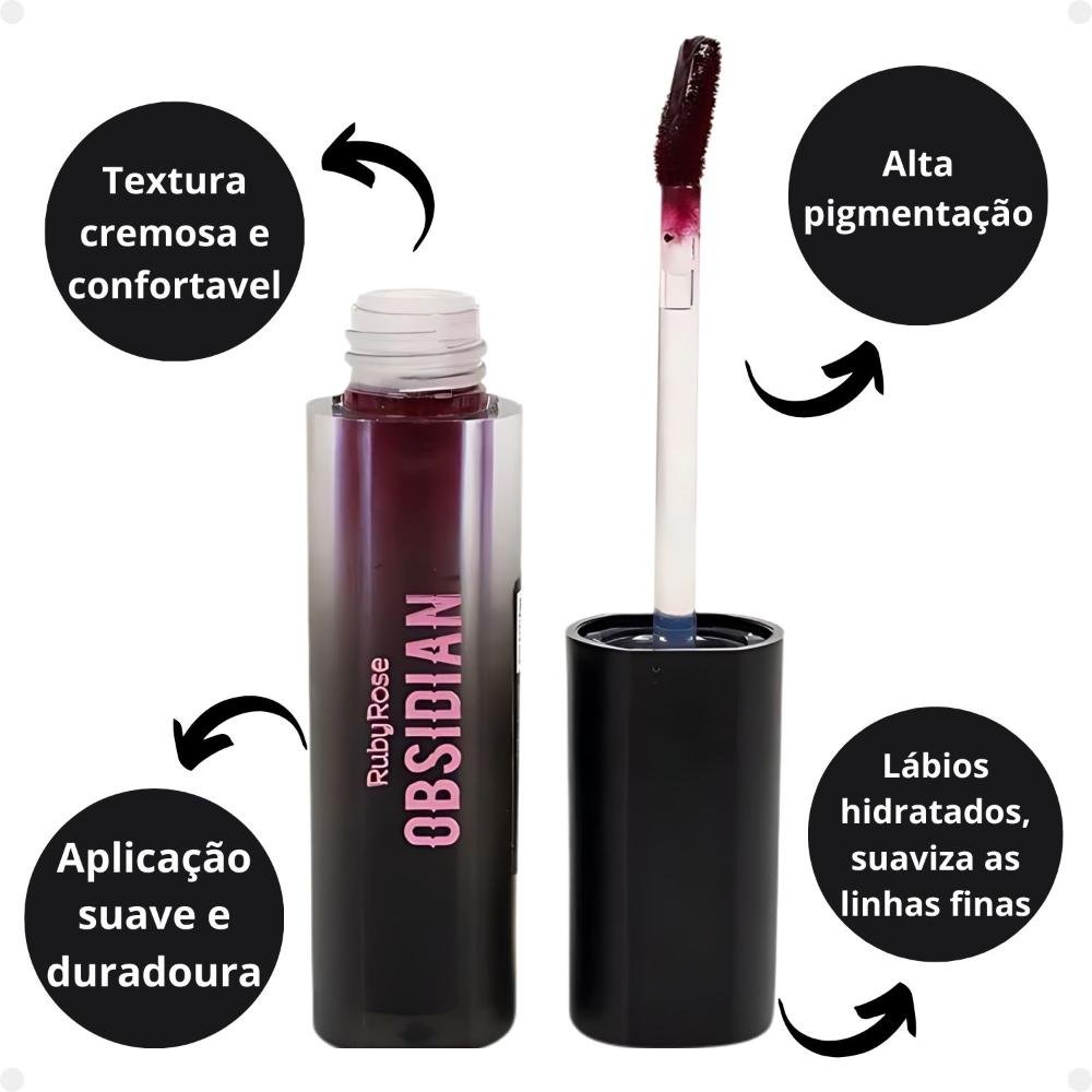 Batom Líquido Ruby Rose Obsidian Crème Lip Ocl01 Hb-7100-1 Ocl01 2