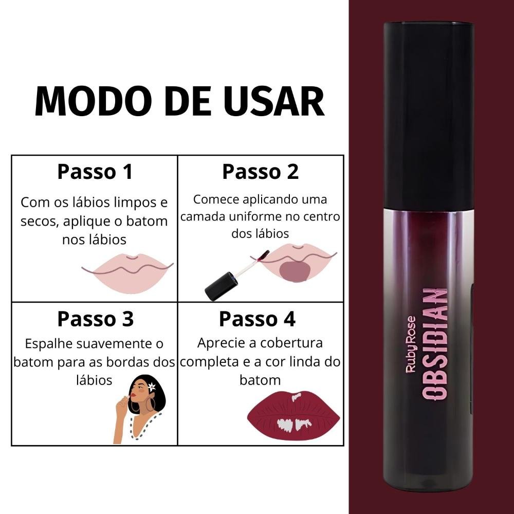 Batom Líquido Ruby Rose Obsidian Crème Lip Ocl01 Hb-7100-1 Ocl01 7