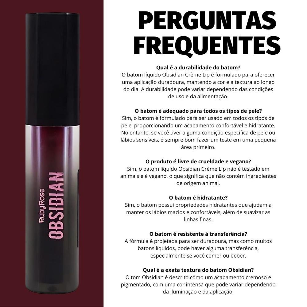 Batom Líquido Ruby Rose Obsidian Crème Lip Ocl01 Hb-7100-1 Ocl01 8