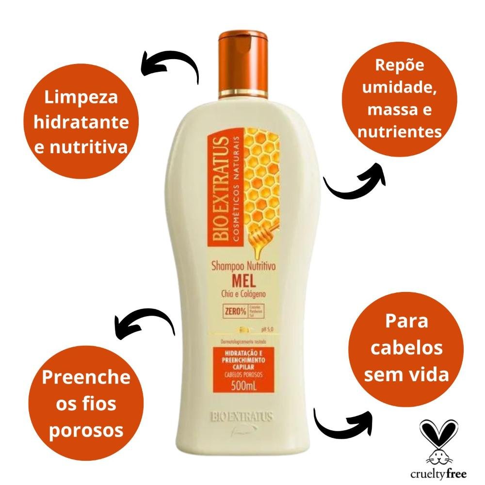 Shampoo Nutritivo Bio Extratus Mel Chia e Colágeno 500ml 500ml 2